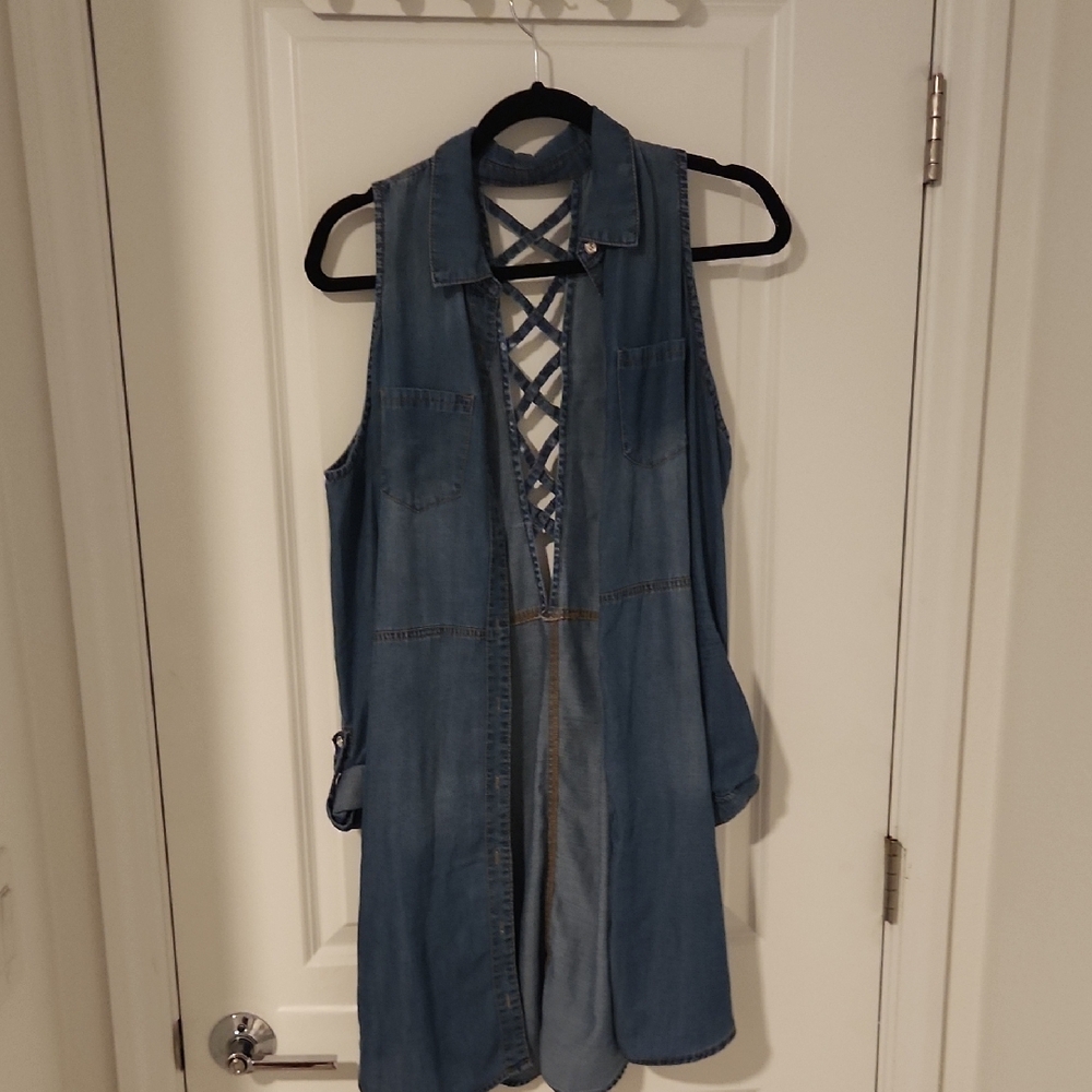 Material Girl Blue Sleeveless Tunic